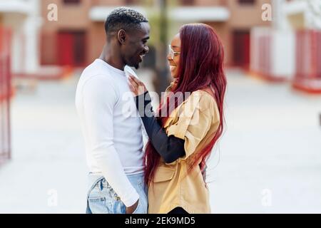 Romantic young couple looking at each other Stock Photo