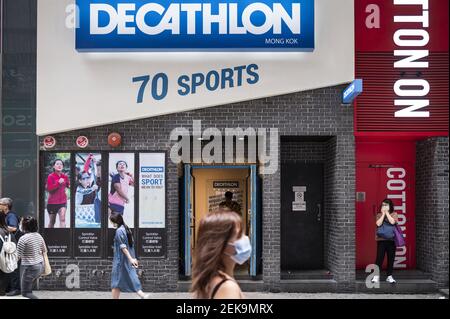 People at the French sporting goods Decathlon store in Hong Kong. (Photo by  Budrul Chukrut / SOPA Images/Sipa USA Stock Photo - Alamy