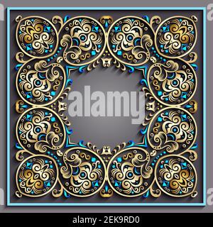 Abstract raster ornamental nature vintage frame. Stock Photo