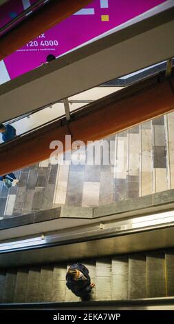 Person going up on escalators in the Mexico City subway Stock Photo