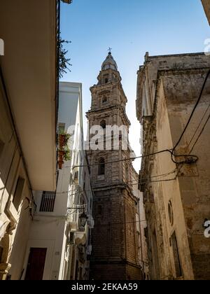 Church of Saint Mary of Suffrage against clear sky at Apulia during dusk, Italy Stock Photo