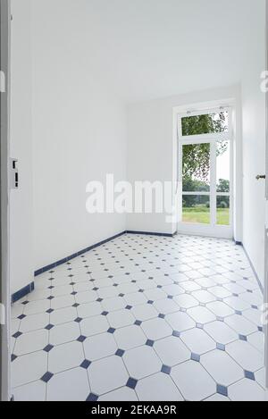 Interior of empty kitchen in new renovated house Stock Photo