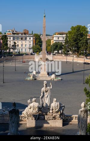 Italy, Rome, Piazza del Popolo, Town square with obelisk and fountain Stock Photo