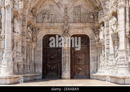 Portugal, Lisbon, Belem, Doors of Jernimos Monastery Stock Photo