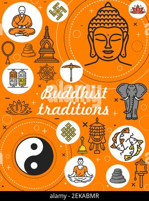 Buddhism symbol of Bumpa vase, Buddhist religious vector icon. Tibetan ...