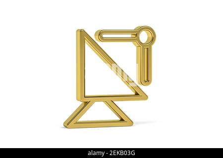 Golden 3d satellite communication icon isolated on white background - 3D render