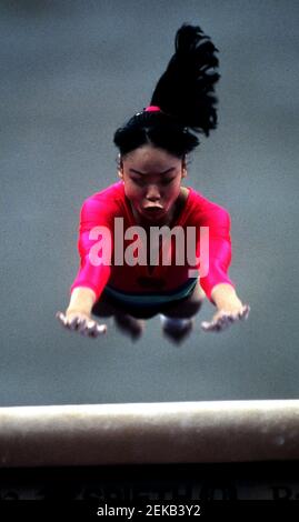 Yang Bo China Gymnastics Vault Barcelona Olympic Games 1992    Photo by Tony Henshaw    ***Editorial Use Only*** Stock Photo