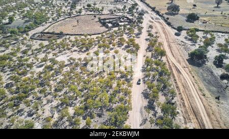 Aerial view of a village in Angola, surrounded for fences Stock Photo ...