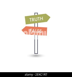 True and False Signpost, problem solving concept. Stock Vector illustration isolated Stock Vector