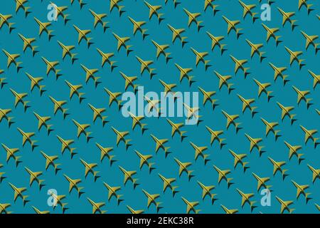 Pattern of yellow origami airplanes Stock Photo