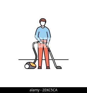 Vacuum floor color line icon. Pictogram for web page, mobile app, promo. UI UX GUI design element. Editable stroke. Stock Vector