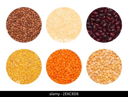 set of cereals isolated on a white background. Stock Photo