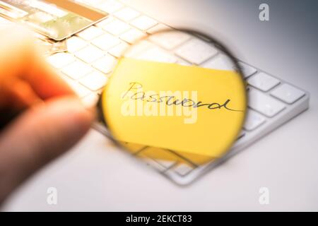 password text on white keyboard under light Stock Photo