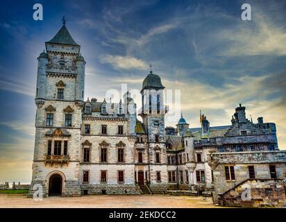Dunrobin Castle. family seat of the Earl of Sutherland with 189 rooms  is the largest  great house in the Northern Highlands, Golspie,  Scotland Stock Photo