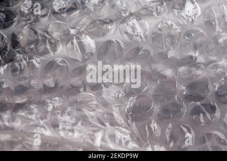 crumpled air bubble wrap - real life close-up background. Stock Photo