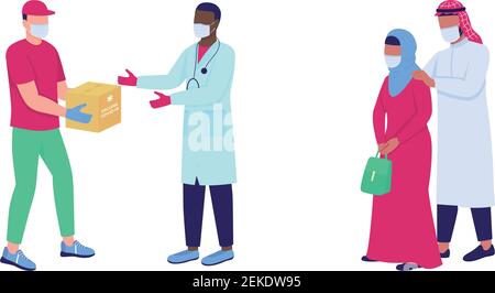 Hospital staff flat color vector faceless characters set Stock Vector