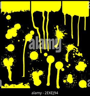 Set of yellow paint blots of various shapes. Vector illustration Stock Vector