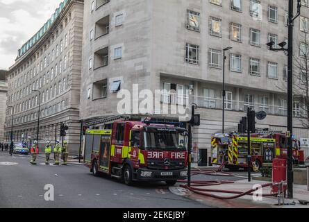 London UK 23 February 2021 A  major incident was declared by emergency services attending a fire in Food and wine in the corner of York Rd and Chicheley Road in  SE1 just round the corner form the London Eye and few meters from Waterloo Station .Paul  Quezada-Neiman/Alamy Live News Stock Photo