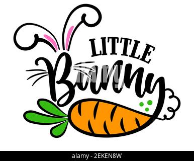 Little Bunny - Cute Easter bunny design, funny hand drawn doodle, cartoon Easter rabbit. Good for Easter clothes, poster or t-shirt textile graphic de Stock Vector