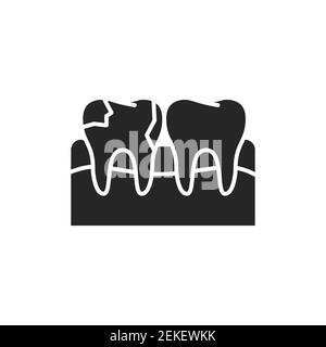 Teeth with caries color line icon. Pictogram for web page, mobile app, promo. Stock Vector