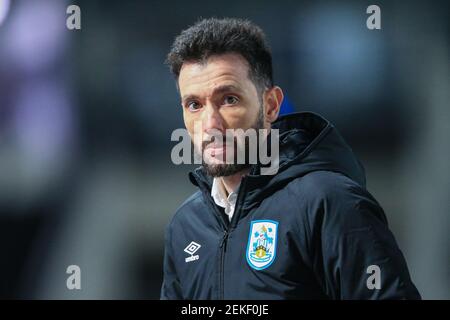 Derby, UK. 23rd Feb, 2021. Carlos Corberán manager of Huddersfield Town arrives at Pride Park in Derby, UK on 2/23/2021. (Photo by Mark Cosgrove/News Images/Sipa USA) Credit: Sipa USA/Alamy Live News Stock Photo