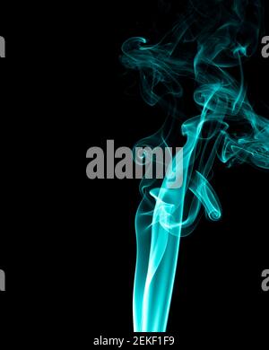 blue smoke texture on black background Stock Photo