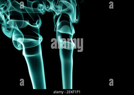 blue smoke texture on black background Stock Photo