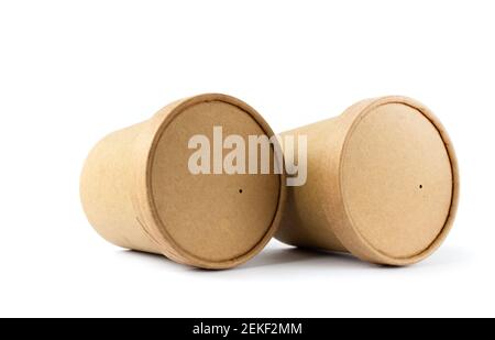 reusable cardboard packaging of tea. Isolated over white background. Zero waste concept. Place for text. Stock Photo