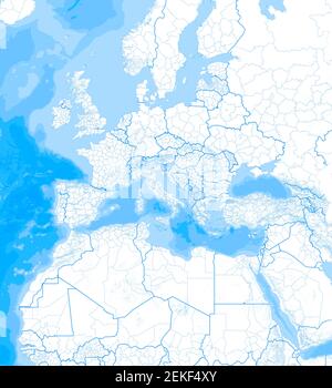 Europe, 3D relief map with borders Stock Photo - Alamy