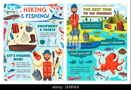 Fishing Store, Salmon Fish Catch Tackles and Lures Stock Vector -  Illustration of catch, fisherman: 174415934