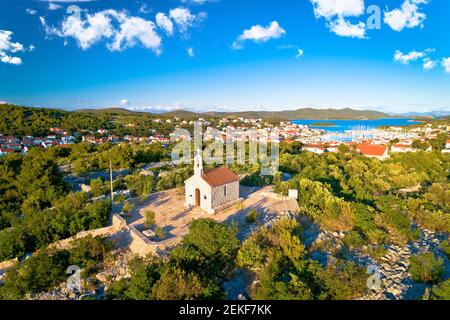 Chapel on the hill above Jezera, Murter island archipelago, Dalmatia region of Croatia Stock Photo