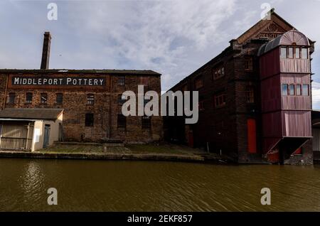 Historic Middleport Pottery factory / museum on the Trent and Mersey canal, Middleport, Stoke-on-Trent, UK Stock Photo