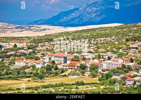 Village of Kolan on Pag island view, archipelago of Croatia Stock Photo