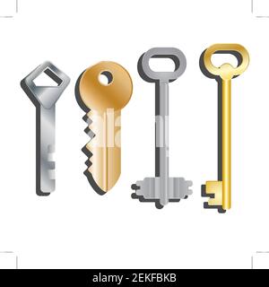 Set of different keys. Isolated objects. Vector Image. Stock Vector