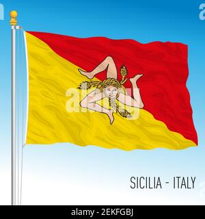 Sicily, flag of the region, Italian Republic, vector illustration Stock Vector
