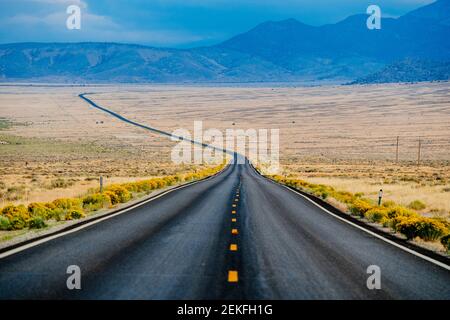 Highway through desert, Great Basin National Park, Nevada, USA Stock Photo