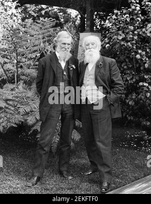 Scottish American naturalist, John Muir (1838-1914) and fellow American naturalist, John Burroughs (1837-1921) in Pasadena, California, c.1909-1912 Stock Photo