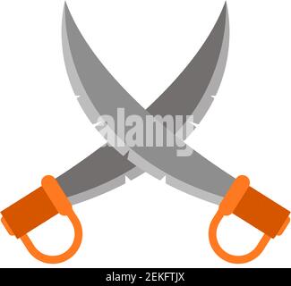 Crossed pirate sword blade vector isolated on white