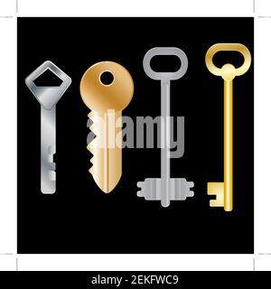 Set of different keys. Isolated objects. Vector Image. Stock Vector