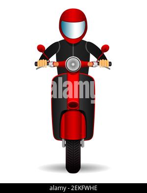 scooter biker. front view. Stock Vector