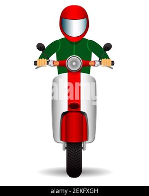 scooter biker. front view. vector illustration. Stock Vector