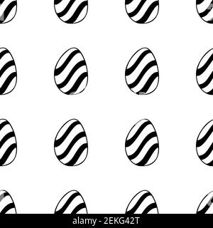 Seamless pattern made from hand drawn Easter eggs illustration. Isolated on a white background. Stock Vector