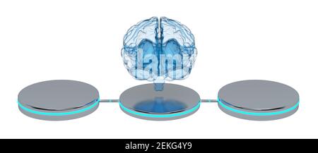 3D brain rendering illustration with left and right function and ...