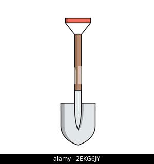 Shovel simple gardening icon in trendy line style isolated on white background for web apps and mobile concept. Vector Illustration EPS10 Stock Vector