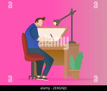 Illustration vector design of man is drawing Stock Vector