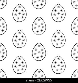 Seamless pattern made from hand drawn Easter eggs illustration. Isolated on a white background. Stock Vector