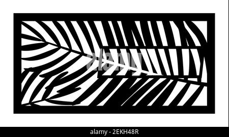 Tropical palm leaf laser cut pattern. Decorative panel, screen,wall. Vector tropical leaves cnc panel for laser cutting. Template for interior Stock Vector