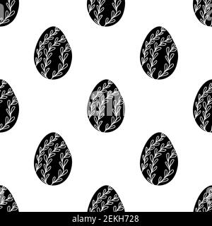 Seamless pattern made from hand drawn Easter eggs illustration. Isolated on a white background. Stock Vector