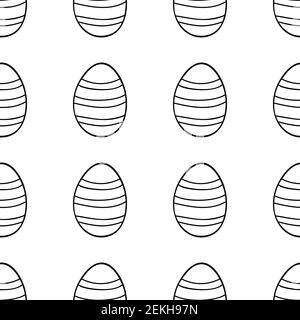 Seamless pattern made from hand drawn Easter eggs illustration. Isolated on a white background. Stock Vector