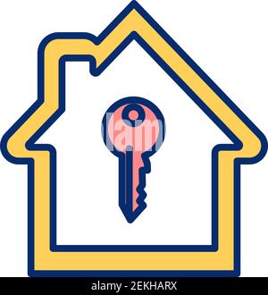 Renting apartment RGB color icon Stock Vector